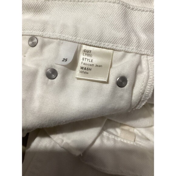 Sold Reformation Jeans Fawcett Jean White High Rise Straight Leg Raw Hem Flawed - Picture 10 of 11